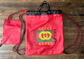 Gucci Red Leather Logo Drawstring Backpack