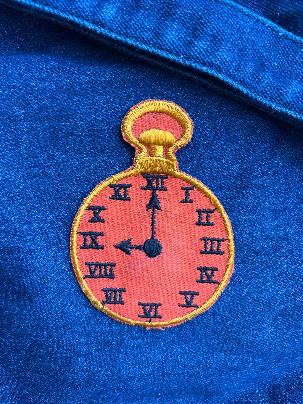 1970s Vintage Pocket Watch Cloth Patch