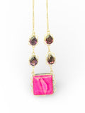Sterling Silver 925 Pink Agate | Amethyst Necklace