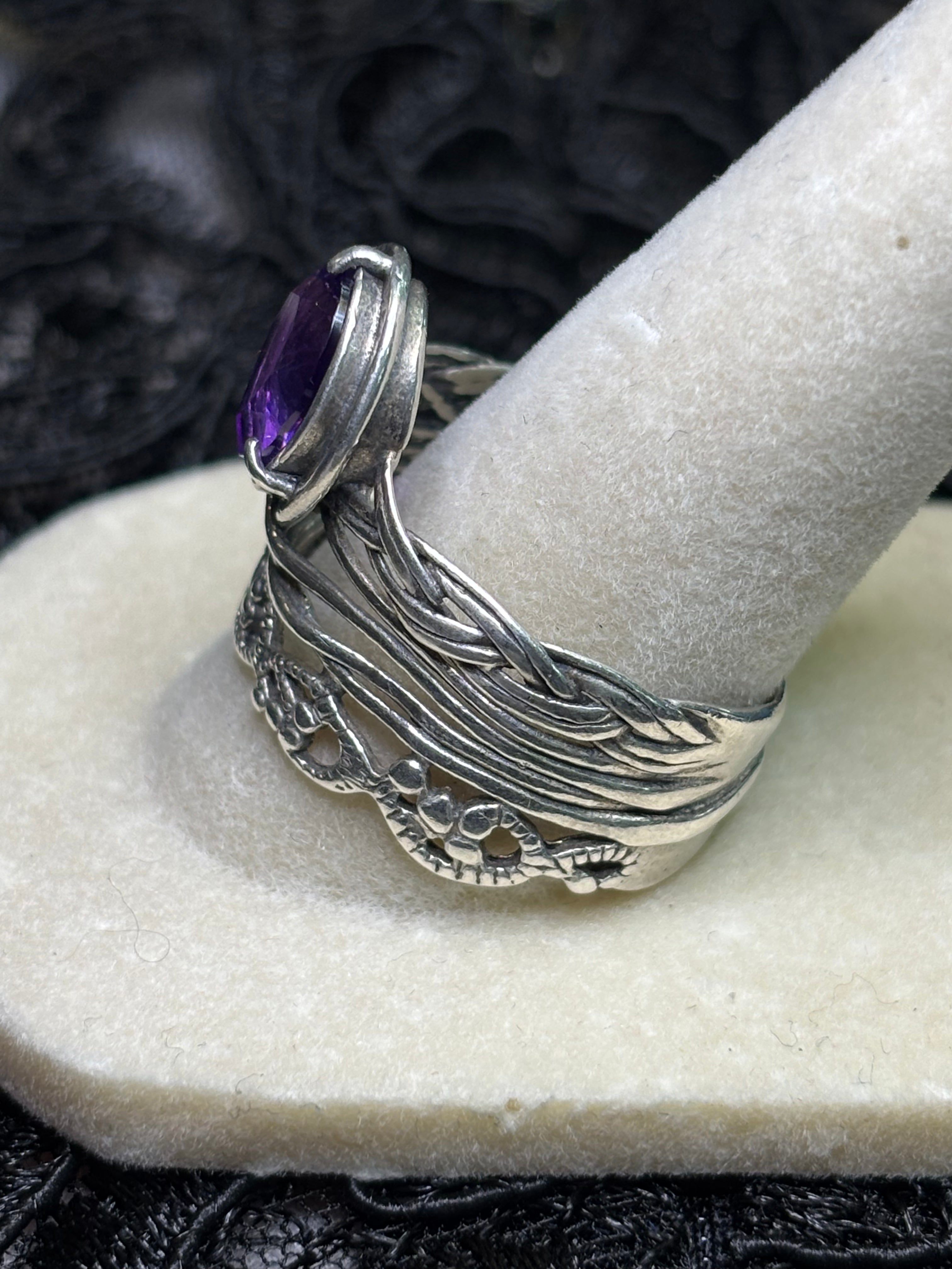 Paz Creations Israel 925 Pear Amethyst Ring Size 9