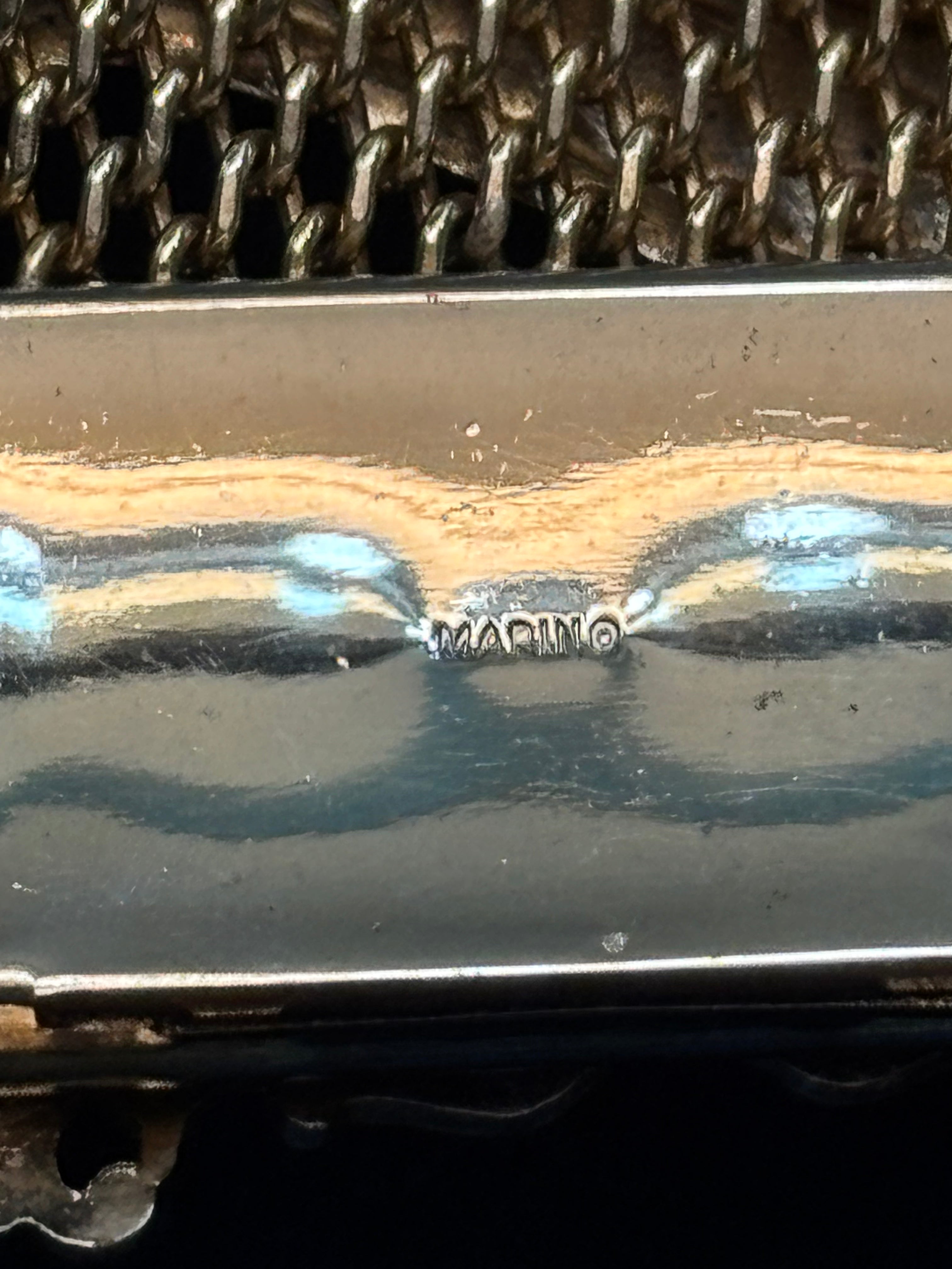 Vintage Signed Marino Wide Gold Tone Mesh Bracelet