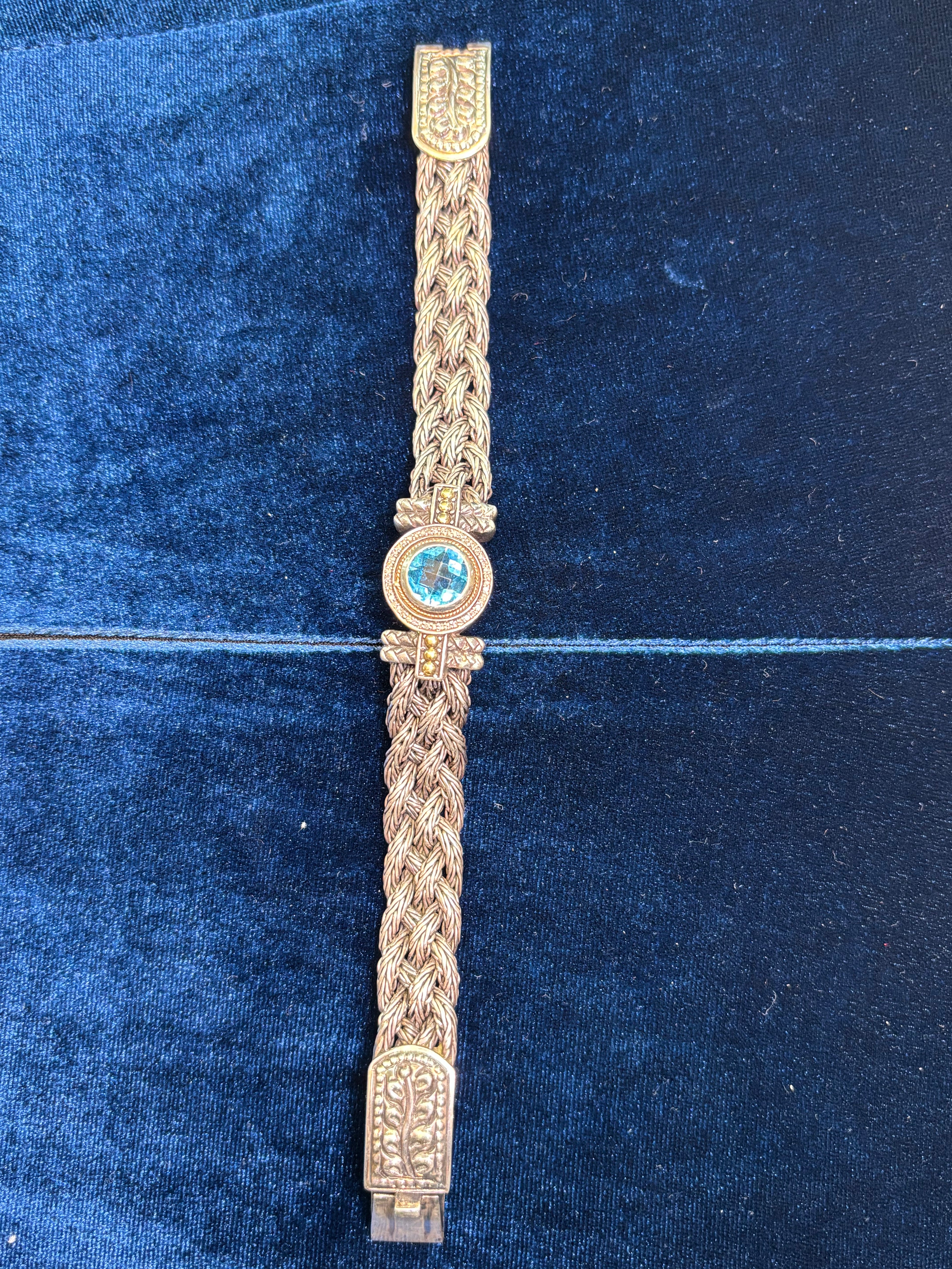 EFFY BH 18k Gold 925 Sterling Silver London Blue Topaz Bracelet