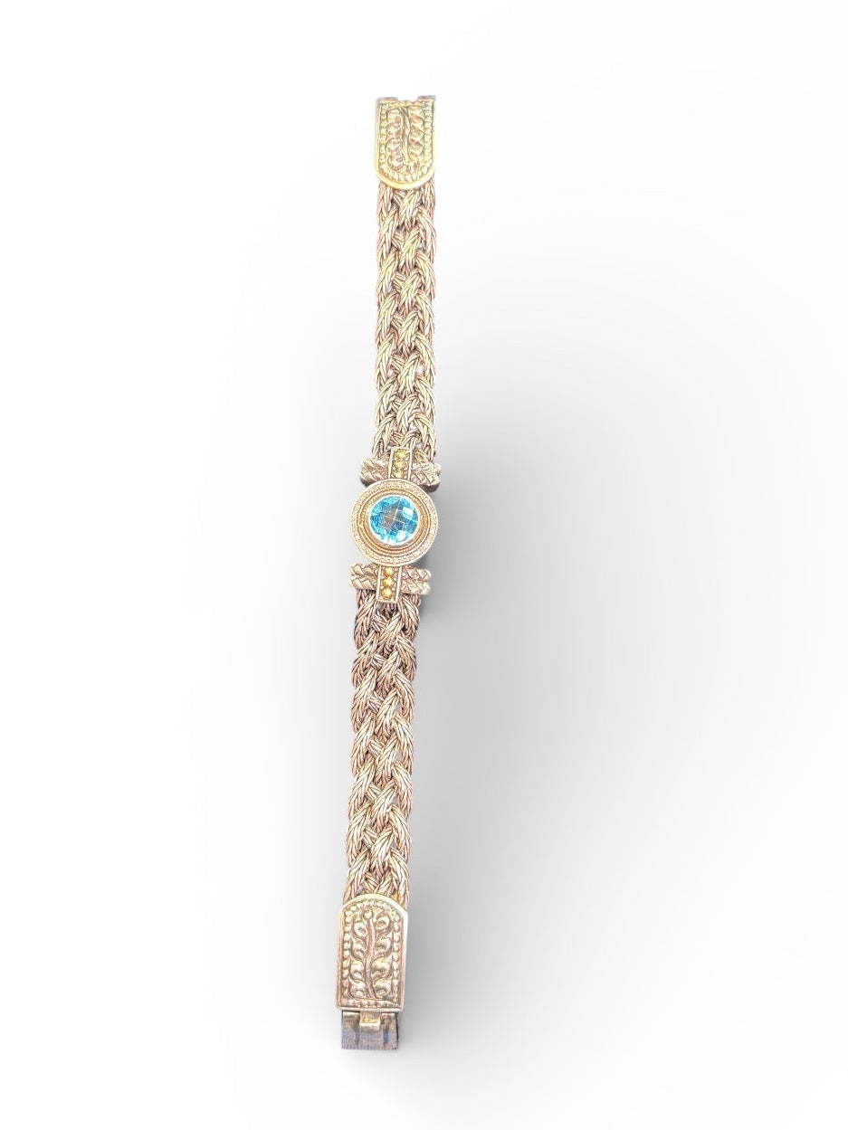 EFFY BH 18k Gold 925 Sterling Silver London Blue Topaz Bracelet