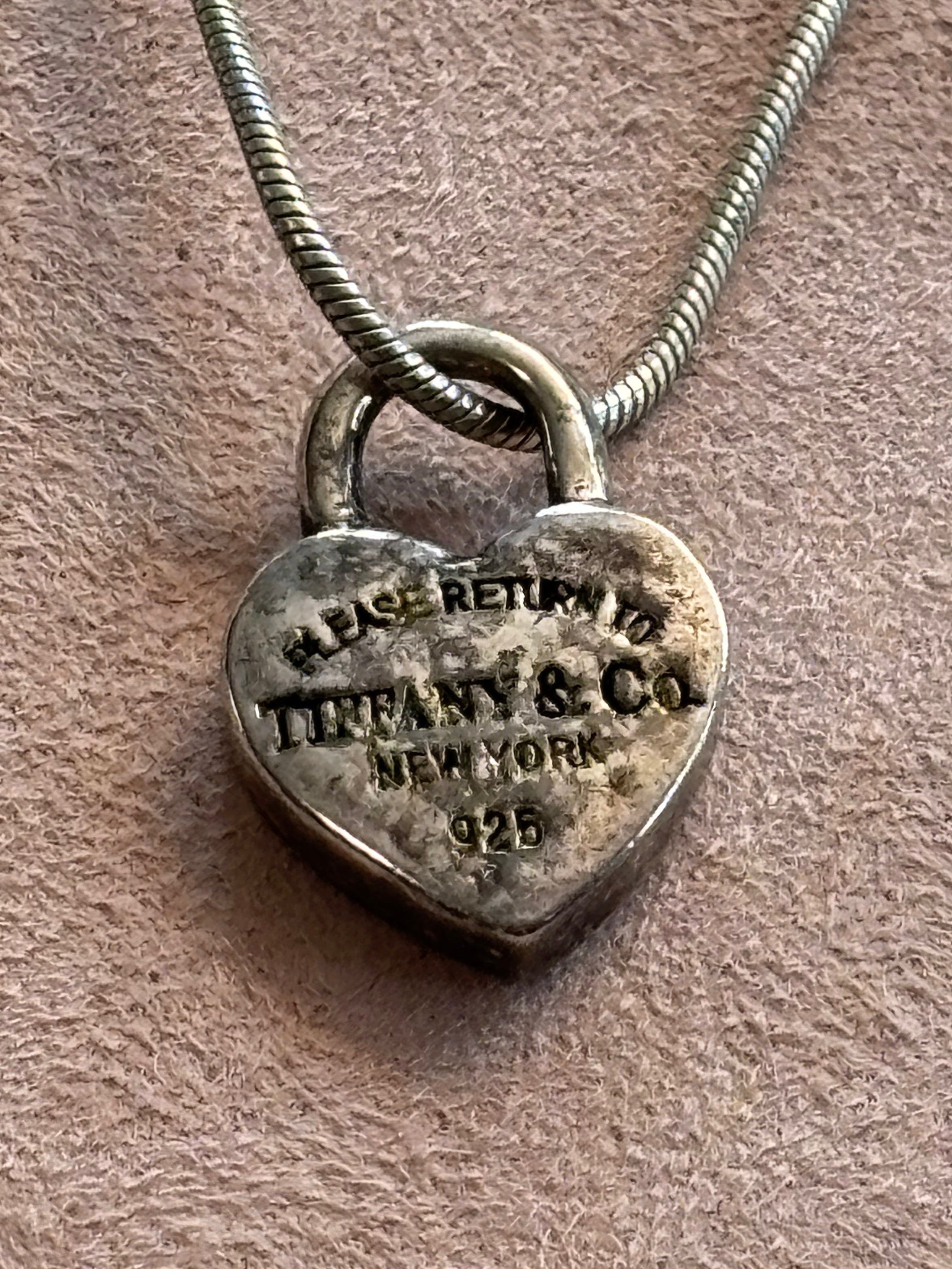 Please Return To Tiffany & Co. New York Heart Necklace 925 Sterling